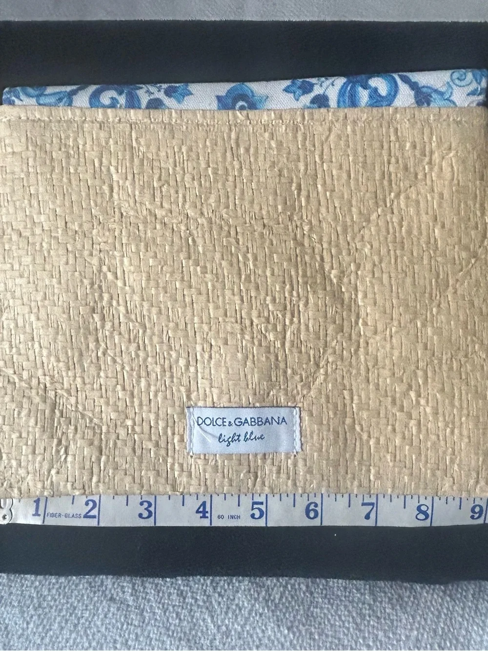 NWT Dolce & Gabbana Straw Clutch in Natural with Blue Trim
